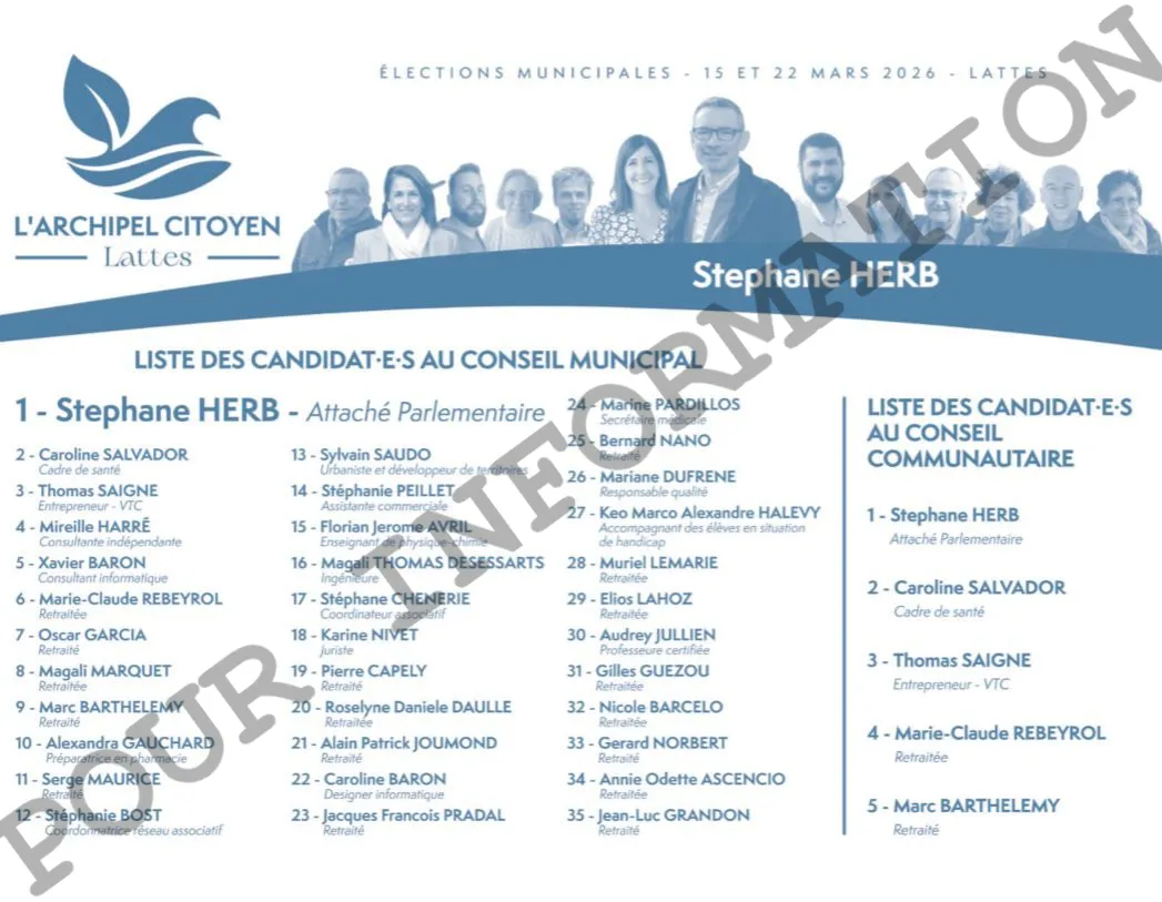 Bulletin de vote L'Archipel Citoyen - Lattes