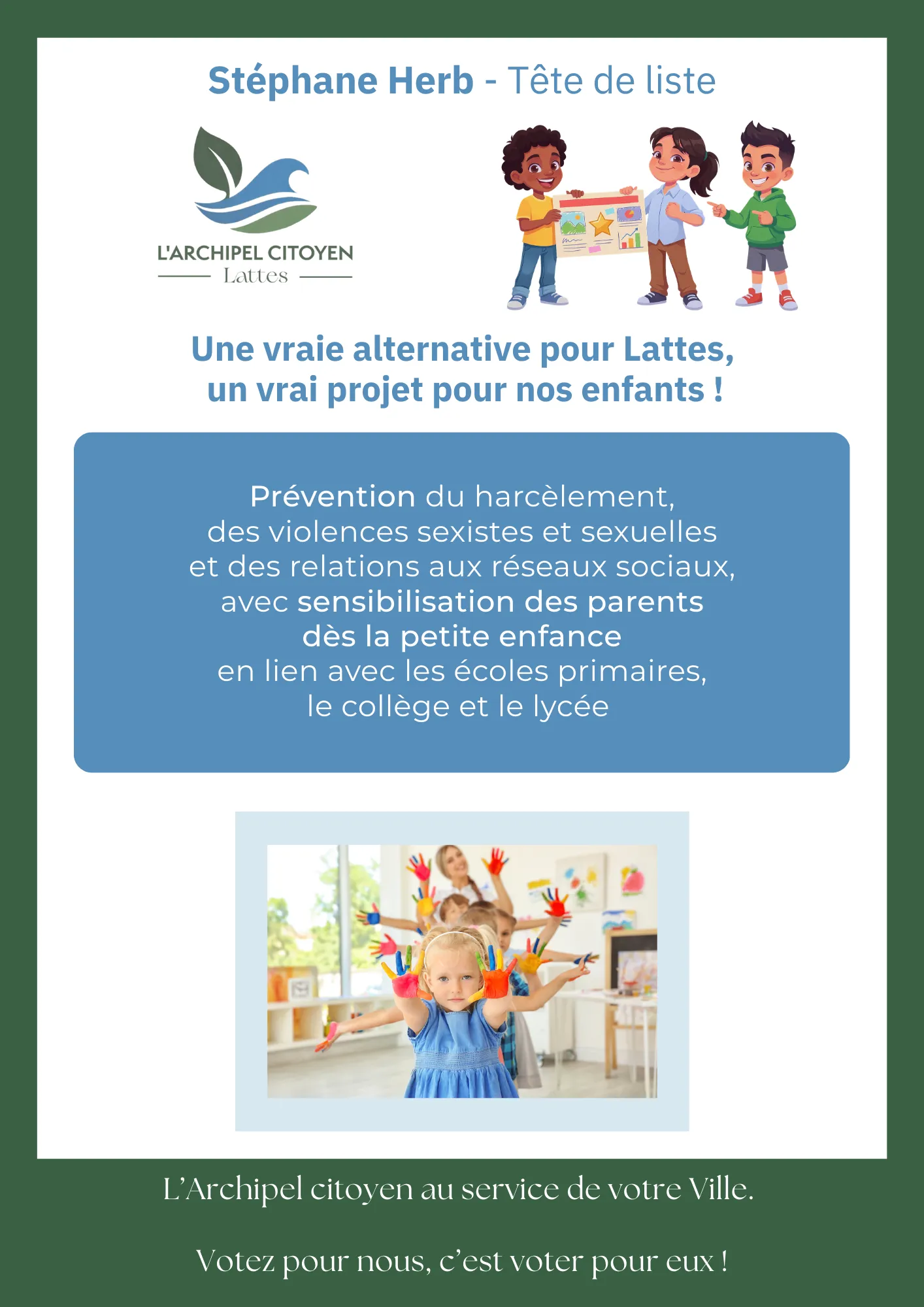 Prévention du harcèlement, des violences sexistes et sexuelles, et des relations aux réseaux sociaux, avec sensibilisation des parents dès la petite enfance