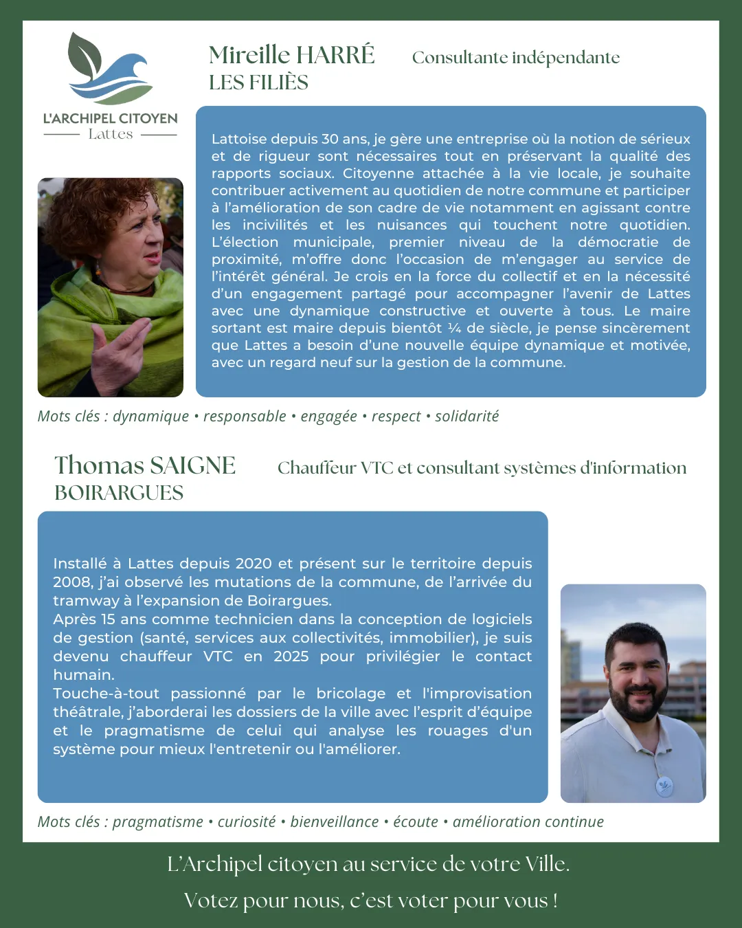 Portraits de Mireille Harré et Thomas Saigne